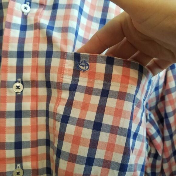 Southern Tide Pink Blue Plaid Button Down Small - Picture 3 of 9